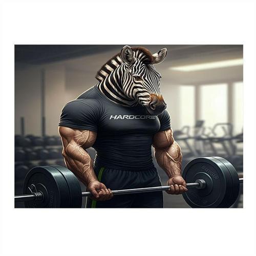 Halter Kaldıran Zebra Figürü Hediyelik Ahşap Tablo 35cm X50cm
