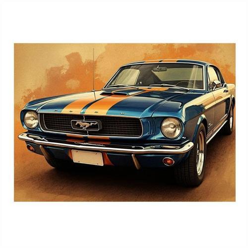 Klasik Mustang Araba Mdf Tablo 35cm X50cm