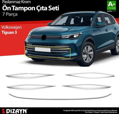 VW Tiguan 3 Krom Ön Tampon Çıta Seti 2024 Üzeri A+ Kalite