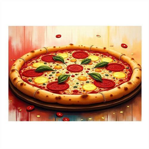 Büyük Boy Pizza Görseli Desenli Mdf Tablo 35cm X50cm
