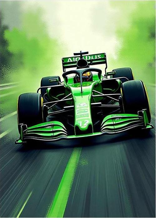 Yeşil Formula 1 Aracı Art Mdf Poster