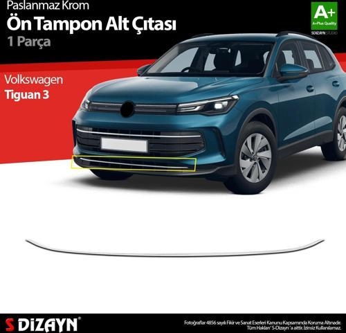 VW Tiguan 3 Krom Ön Tampon Alt Çıtası 2024 Üzeri A+ Kalite