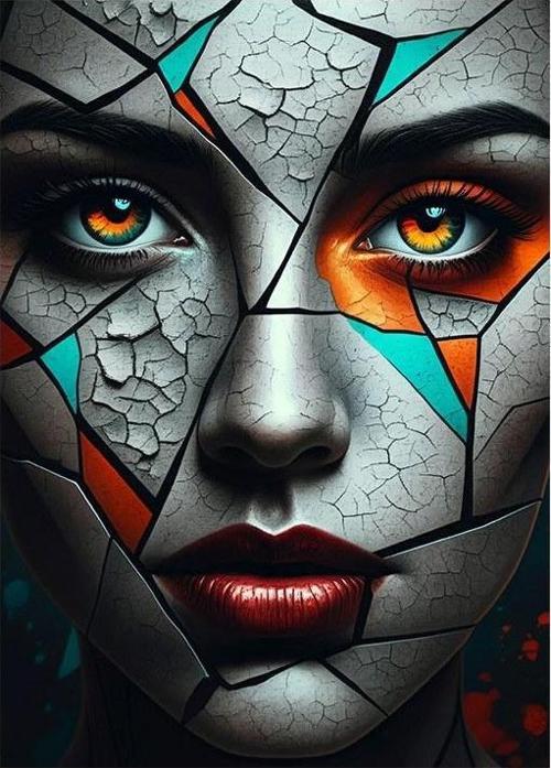 Geometrik Ve Modern Kadın Portresi Art Mdf Tablo