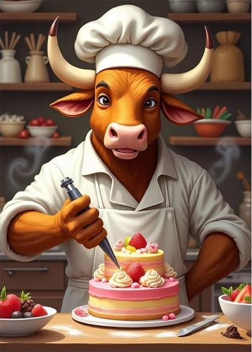 Pasta Ustası Boğa Tasarım Ahşap Tablo