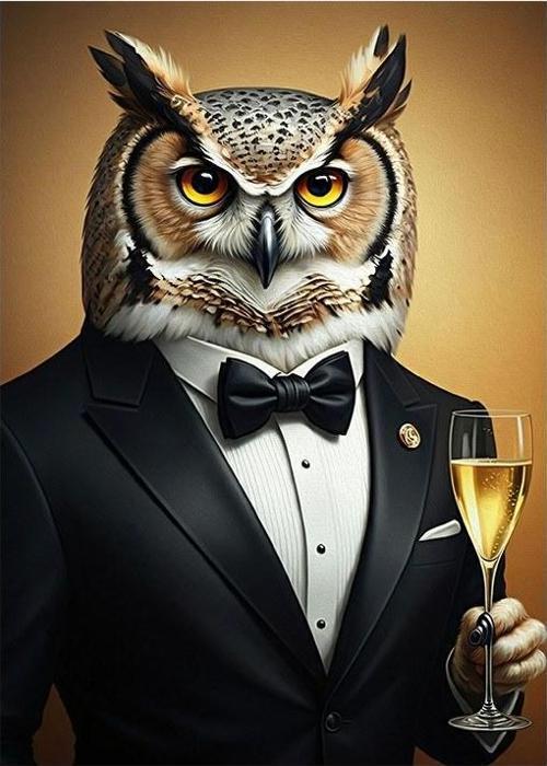 Bilge Baykuş Ve Şıklık Model Ahşap Tablo