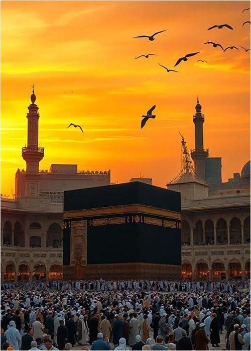 Kabe'Nin Gün Batımı Hediyelik Mdf Tablo