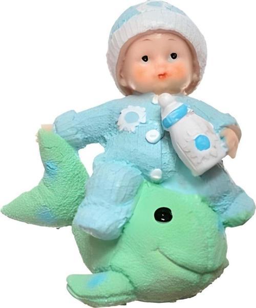 Decotown Hediyelik Sevimli Mavi Bebek Biblo Polyester Süs Eşyası