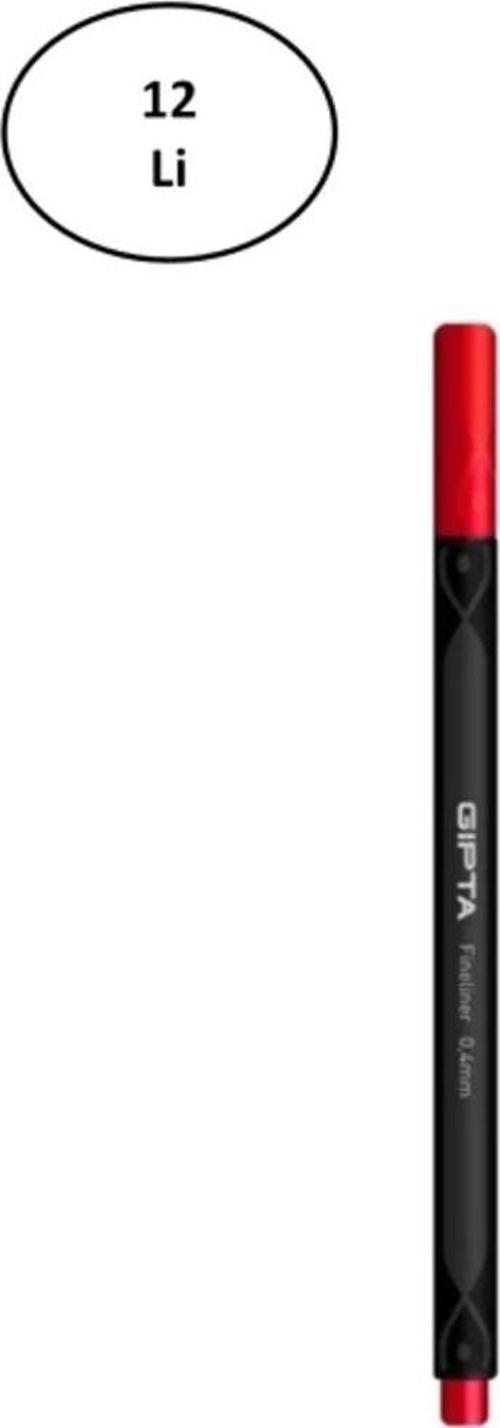 Fineliner Kalem 0,4 Mm Karton Kutu Üçgen Kırmızı 12'Li
