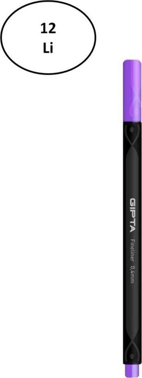 Fineliner Kalem 0,4 Mm Karton Kutu Üçgen Lila 12'Li