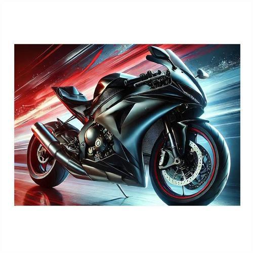 Siyah Motosiklet Sürüş Modern Mdf Tablo 25cmX 35cm