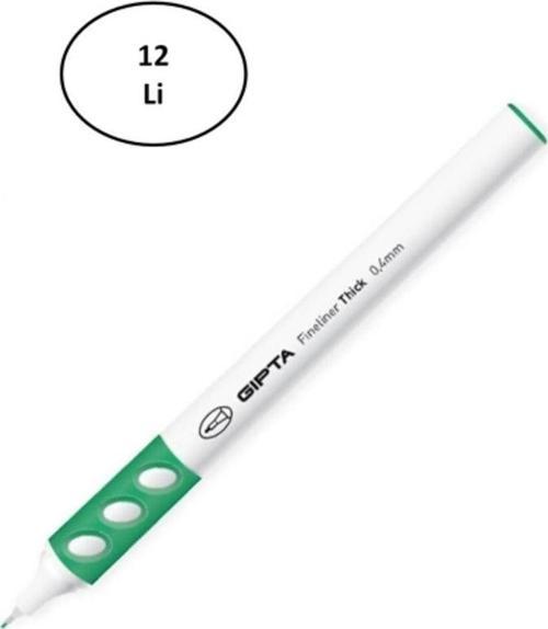 Thick 0.4 Mm Fineliner Yeşil Keçeli Kalem 12'Li