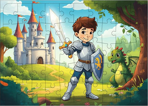 Ahşap Mdf Puzzle Yapboz Cesur Şövalyenin Görevi 50 Parça 35*50 cm