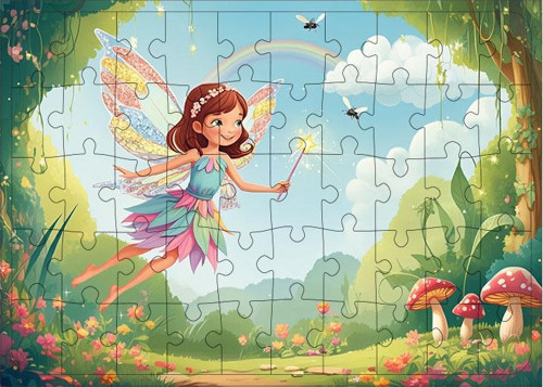Ahşap Mdf Puzzle Yapboz Kanatlı Peri Uçuşu 50 Parça 35*50 cm