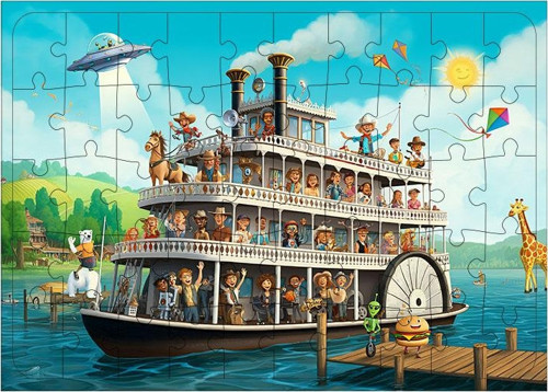 Ahşap Mdf Puzzle Yapboz Buharlı Gemi Turu 50 Parça 35*50 cm