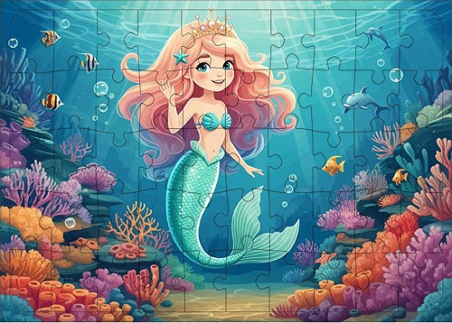 Ahşap Mdf Puzzle Yapboz Denizkızı Masalı 50 Parça 35*50 cm