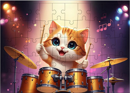 Ahşap Mdf Puzzle Yapboz Kedinin Ritim Dünyası 50 Parça 35*50 cm