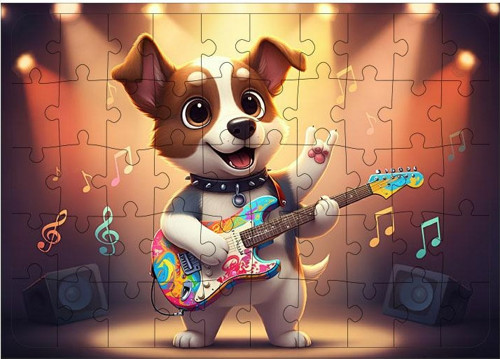 Ahşap Mdf Puzzle Yapboz Köpeğin Sahne Performansı 50 Parça 35*50 cm