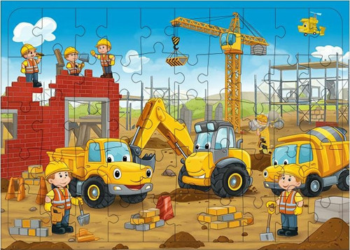 Ahşap Mdf Puzzle Yapboz İnşaatta Çocuklar Eğlencesi 50 Parça 35*50 cm