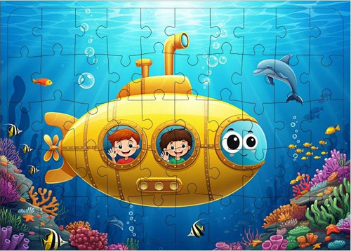 Ahşap Mdf Puzzle Yapboz Denizaltı Keşfi 50 Parça 35*50 cm