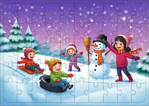 Ahşap Mdf Puzzle Yapboz Karlı Oyunlar 50 Parça 35*50 cm