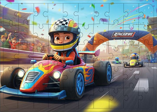 Ahşap Mdf Puzzle Yapboz Yarış Arabası Şovu 50 Parça 35*50 cm