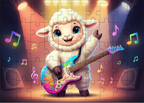 Ahşap Mdf Puzzle Yapboz Kuzu Rock Konseri 50 Parça 35*50 cm
