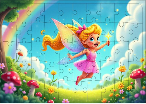 Ahşap Mdf Puzzle Yapboz Gökyüzünde Peri Prenses 50 Parça 35*50 cm