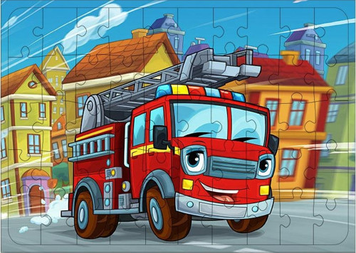 Ahşap Mdf Puzzle Yapboz Acil Kurtarma Kamyonu 50 Parça 35*50 cm