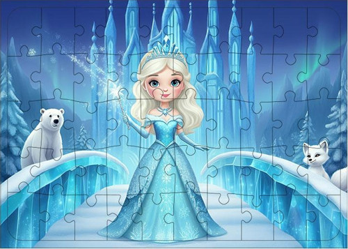 Ahşap Mdf Puzzle Yapboz Buz Kraliçesi 50 Parça 35*50 cm