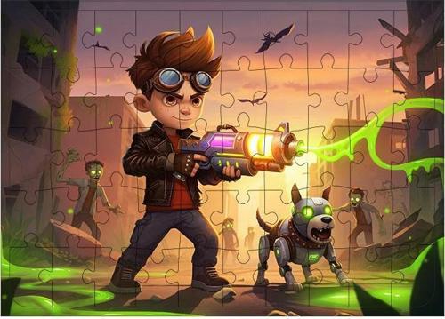 Ahşap Mdf Puzzle Yapboz Zombi Avcısı 50 Parça 35*50 cm