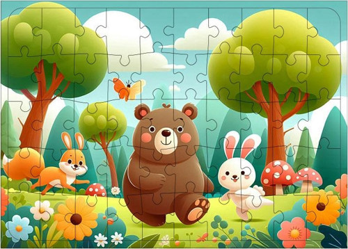 Ahşap Mdf Puzzle Yapboz Şirin Hayvan Çiftliği 50 Parça 35*50 cm