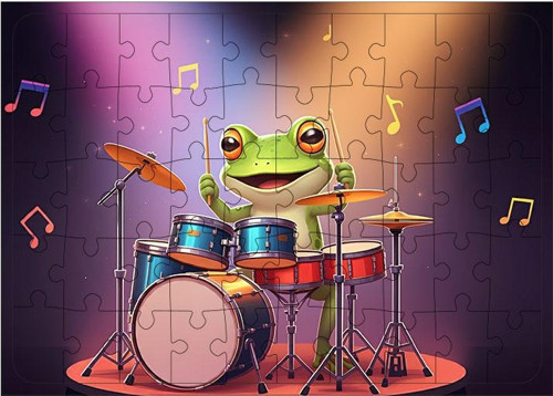 Ahşap Mdf Puzzle Yapboz Kurbağanın Bateri Şovu 50 Parça 35*50 cm