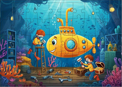 Ahşap Mdf Puzzle Yapboz Büyülü Denizaltı 50 Parça 35*50 cm