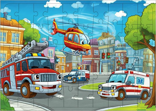 Ahşap Mdf Puzzle Yapboz Acil Durum Helikopteri 50 Parça 35*50 cm