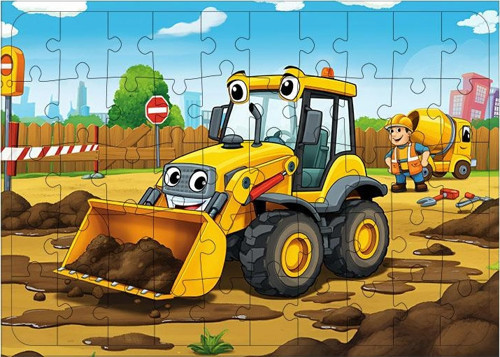 Ahşap Mdf Puzzle Yapboz İnşaat Alanında Eğlence 50 Parça 35*50 cm