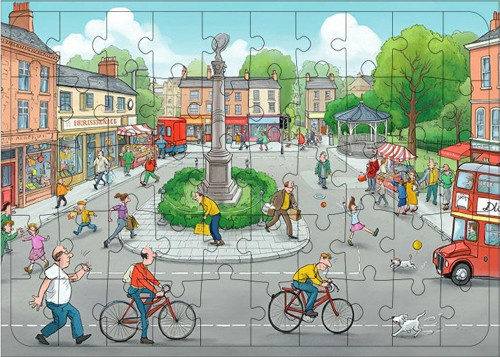 Ahşap Mdf Puzzle Yapboz Şehirde Bisiklet Yarışı 50 Parça 35*50 cm