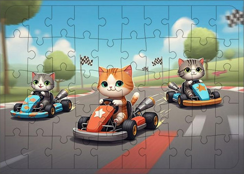 Ahşap Mdf Puzzle Yapboz Yarış Arabasıyla Hızlı Tur 50 Parça 35*50 cm