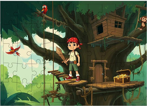 Ahşap Mdf Puzzle Yapboz Ağaç Ev Macerası 50 Parça 35*50 cm