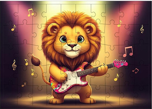 Ahşap Mdf Puzzle Yapboz Müzik Aslanı 50 Parça 35*50 cm