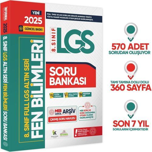 2025 8.Sınıf Full LGS Altın Seri FEN BİLİMLERİ MEB Çıkmış Soru Bankası Modüler Seti PDF/Video Çözüm