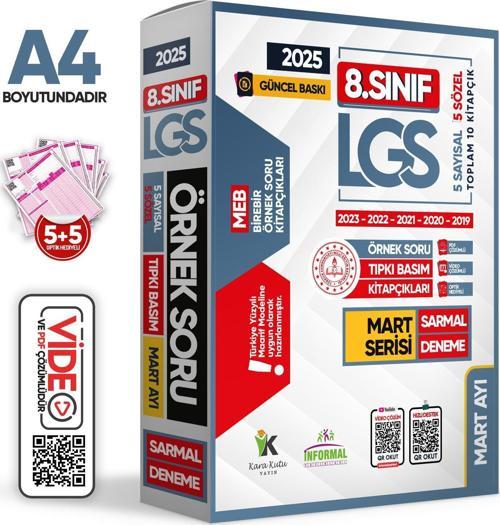 2025 8.Sınıf LGS Nisan Ayı MEB Örnek Soru Tıpkı Basım 7li Sarmal Deneme Paketi Video/PDF Çözümlü