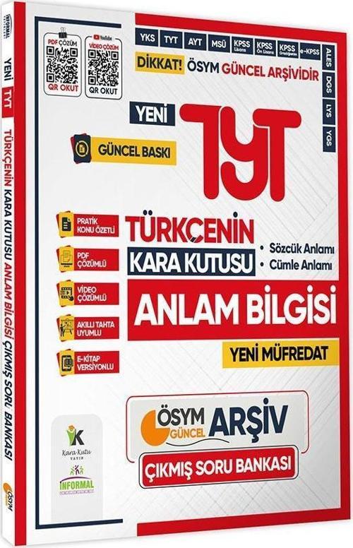 2025 YKS-TYT Türkçenin Kara Kutusu ANLAM BİLGİSİ (Sözcük-Cümle) Çıkmış Soru Bankası K.Özetli Çözümlü