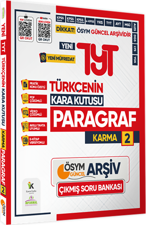 2025 YKS-TYT Türkçenin Kara Kutusu PARAGRAF 2 KARMA Çıkmış Soru Bankası K. Özetli Video/PDF Çözümlü