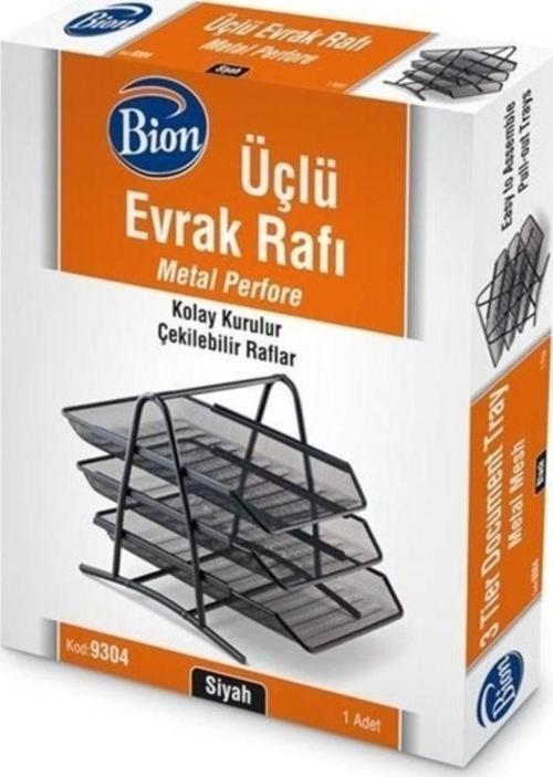 Mas Bion Perfore 3'Lü Evrak Rafı Siyah