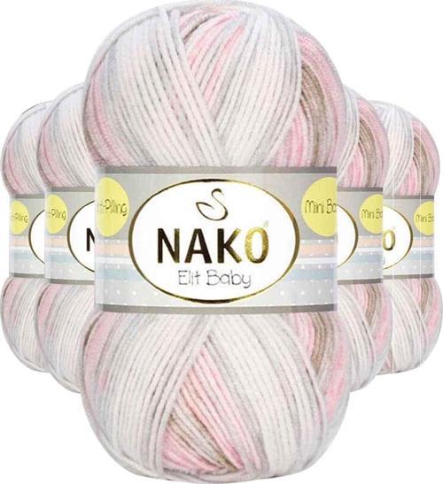 5 Adet Mini Batik Bebe El Örgü İpi Kahveli Pembe 32463