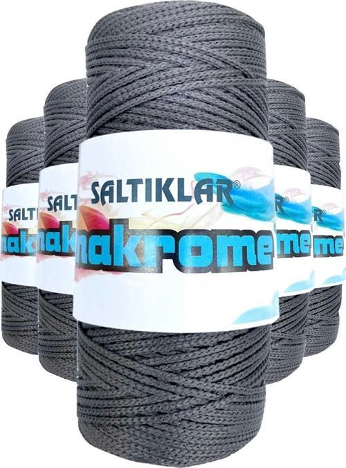 5 Adet Polyester Makrome İpi 420 Koyu Gri 100 Gr