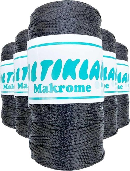 5 Adet Polyester Makrome Ipi 68 Füme Gri 100 Gr