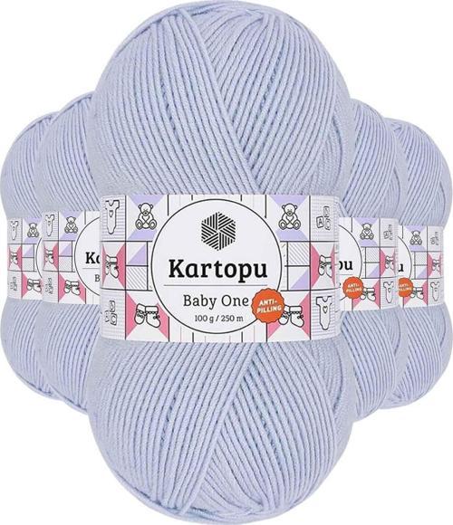5 Adet Baby One Tüylenmeyen El Örgü Ipi Yünü Buz Mavi K580