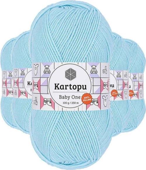 5 Adet Baby One Tüylenmeyen El Örgü Ipi Yünü Gök Mavi K502