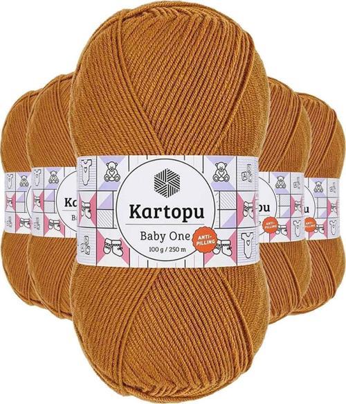 5 Adet Baby One Tüylenmeyen El Örgü İpi Yünü Hardal K1854
